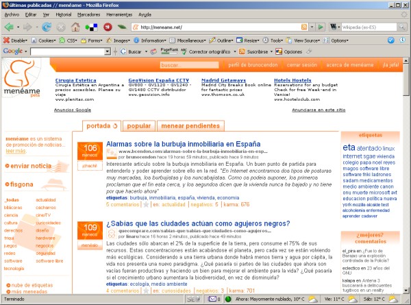 En la portada de menéame, Bruno Cendon