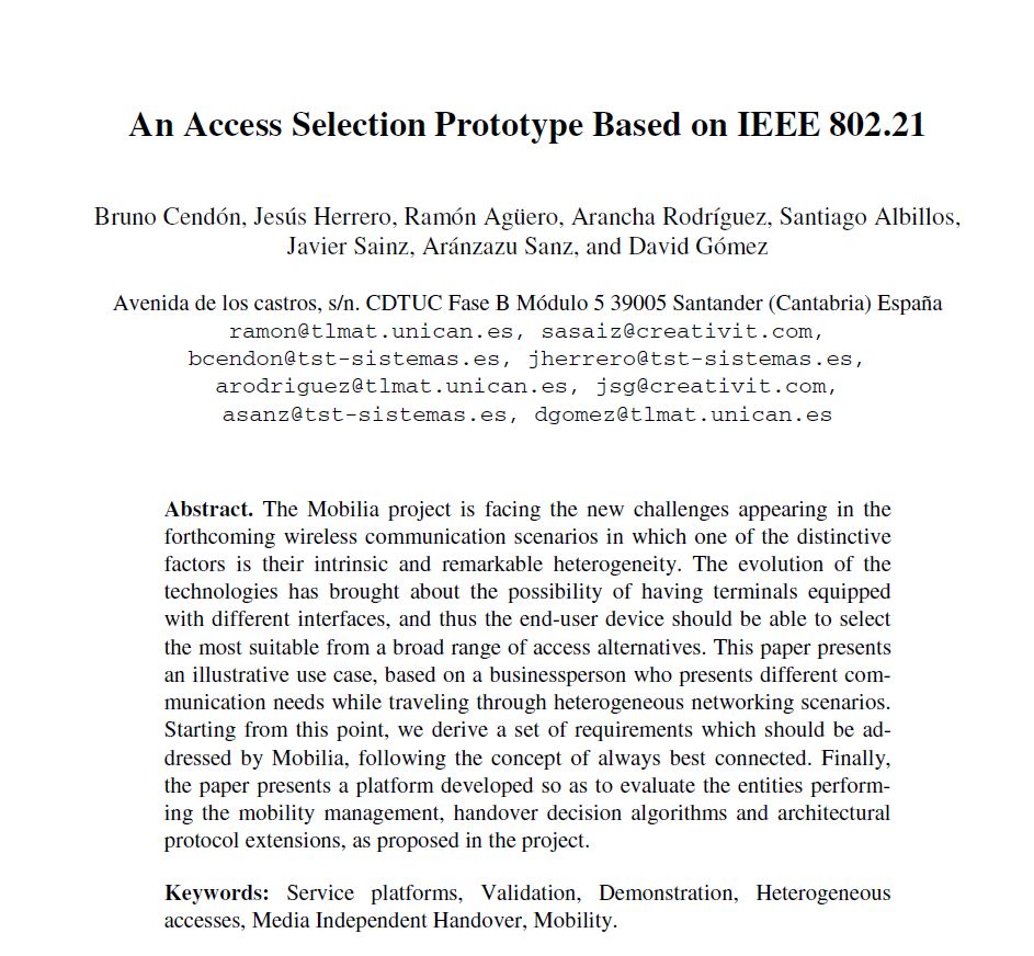 Paper - An Access Selection Prototype Based on IEEE 802.21